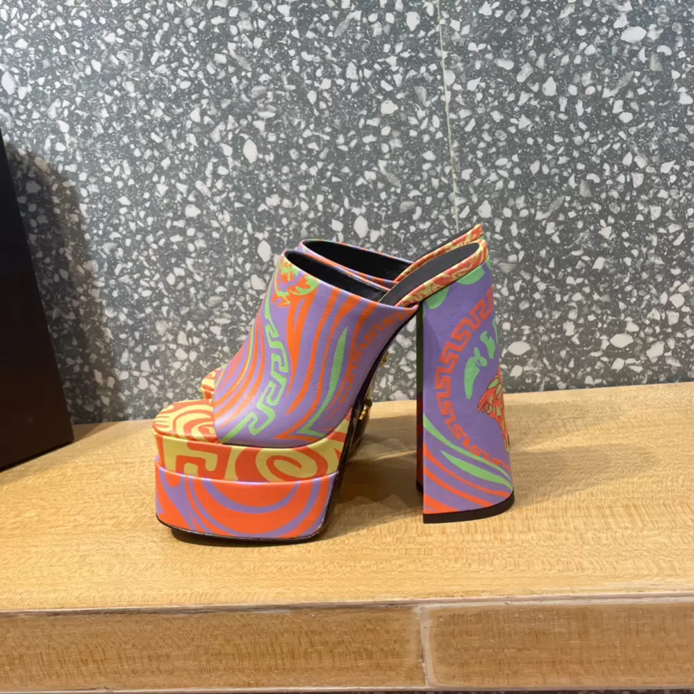 

22ss women high heeled platform sandals print leather wedding party pumps dress evening banquet girls walking sliders runway casual ladies heeled sandal shoe, More style contract me