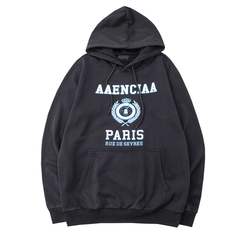 

22FW Autumn Winter Paris Man Worm 1917 Wheat Crown Print Hoodie Skateboard Hoody Unisex streetwear Hooded Sweatshirt, Black