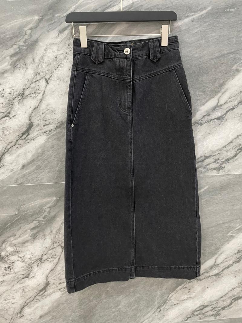 

Skirts 2022 Summer Casual Women Cotton Denim Slit Skirt For Ladies 2 Color Tutu, Black