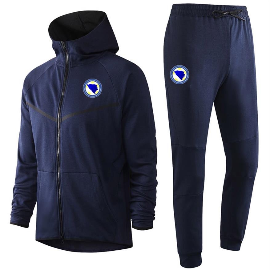 

2020 Bosnia and Herzegovina national team soccer Hoodie Sweatshirt Tracksuit Sets winter mens sports hooded training suits Running2256