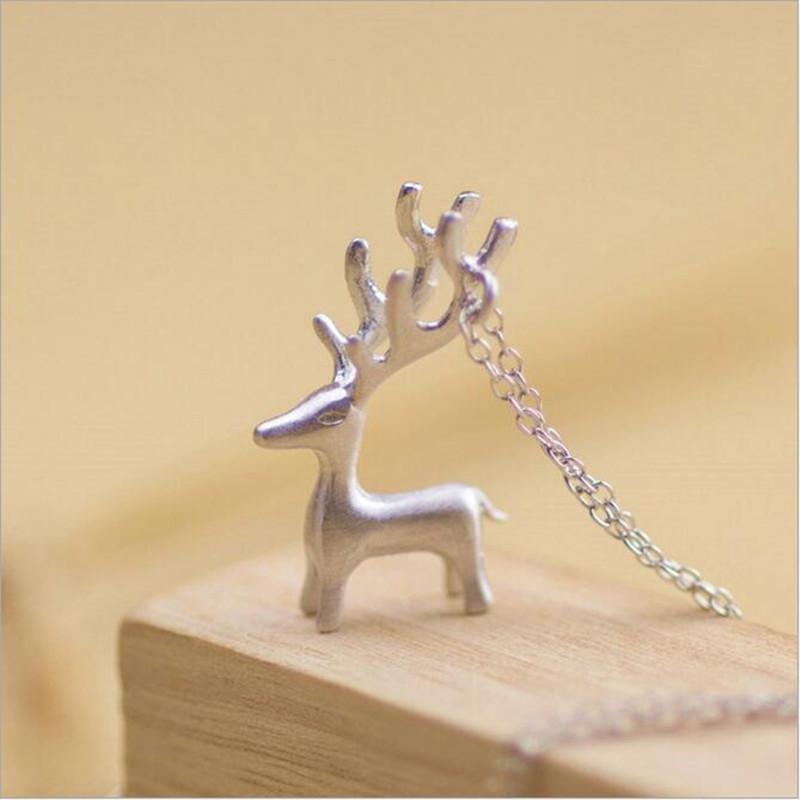 

Pendant Necklaces Personality Christmas Female Accessories Silver Plated Jewelry Elk Deer Exquisite Clavicle Chain XL052Pendant
