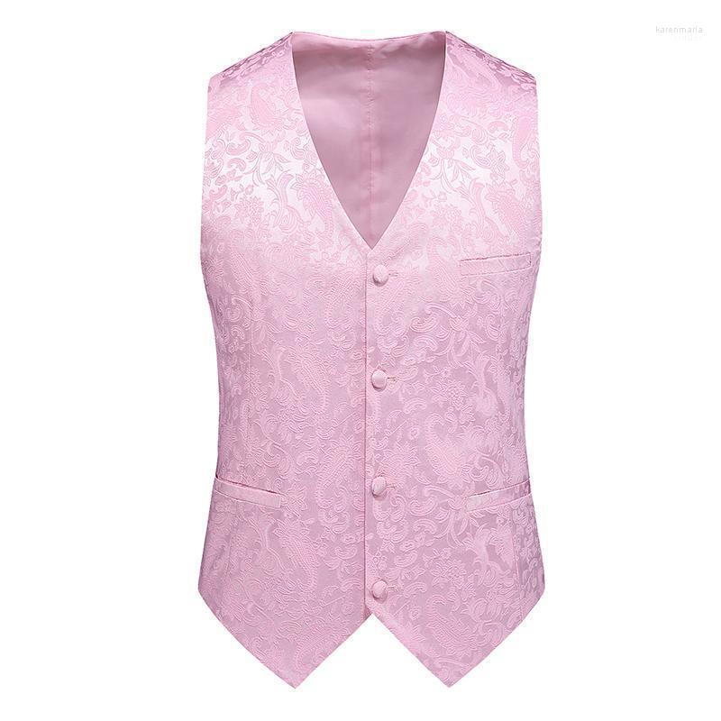 

Men's Vests Men Jacquard Vest Slim Fit V-neck Wedding Waistcoat Pink Red White Black Royal Bule Suit Large Size 6XL Casual Party Kare22