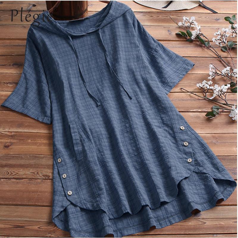 

Women's T-Shirt Plegie 2022 Fashion Hooded For Women White Black Blue Big Size Summer Short Sleeve Female Tops With PocketsWomen's, Light blue