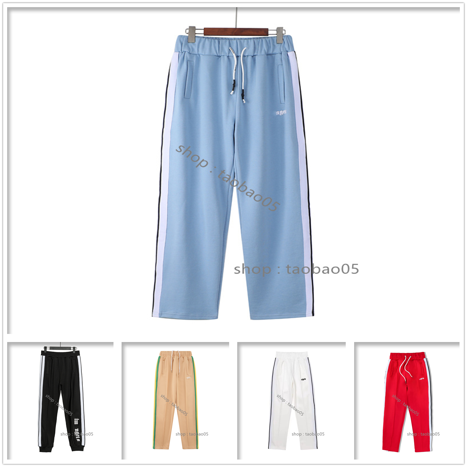 

angel Men Pants women casual pants high quality Velvet fabric towel embroidery fleece decapitated bear hip hop street shark loose letter print A10, Button