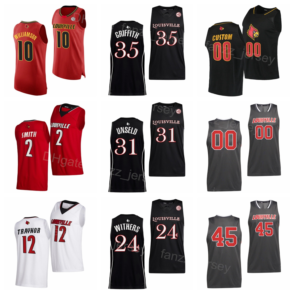 

NCAA Cardinal College Jerseys Basketball 35 Darrell Griffith 31 Wes Unseld 3 Peyton Siva 24 Jae'Lyn Withers 22 Deng Adel Donovan Mitchell 45 University Stitched High, White
