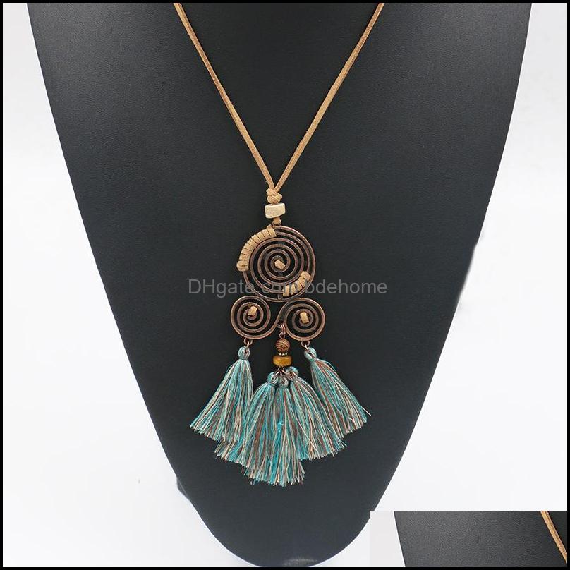 

Pendant Necklaces Bohemia Long Tassel Womens Leather Chain Sweater Ethnic Round For Women Wholesale Drop Delivery 2021 Jewelry Bdehome Dhyu7