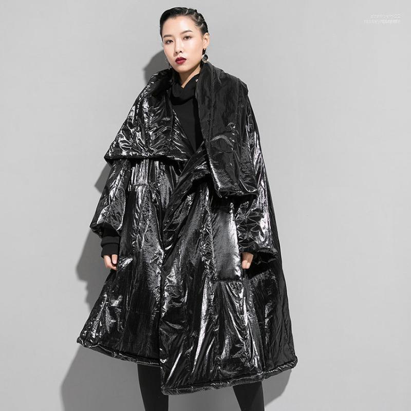 

Women's Down & Parkas Winter Asymmetric Length Parka 2022 Solid Turtleneck Irregular Covered Button Woman Black Silver QYF11111 Stra22