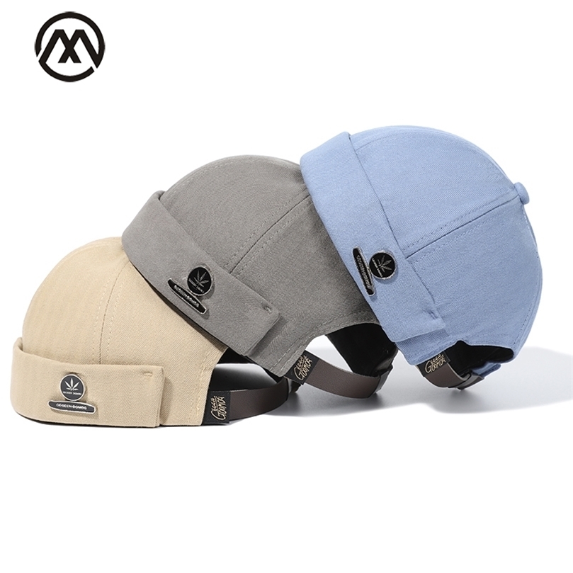 

Brimless Men Hat Docker Beanie Sailor s Cap Cotton Breathable Spring Autumn hat Retro Adjustable Women Hip Hop 220712, Black-flannel