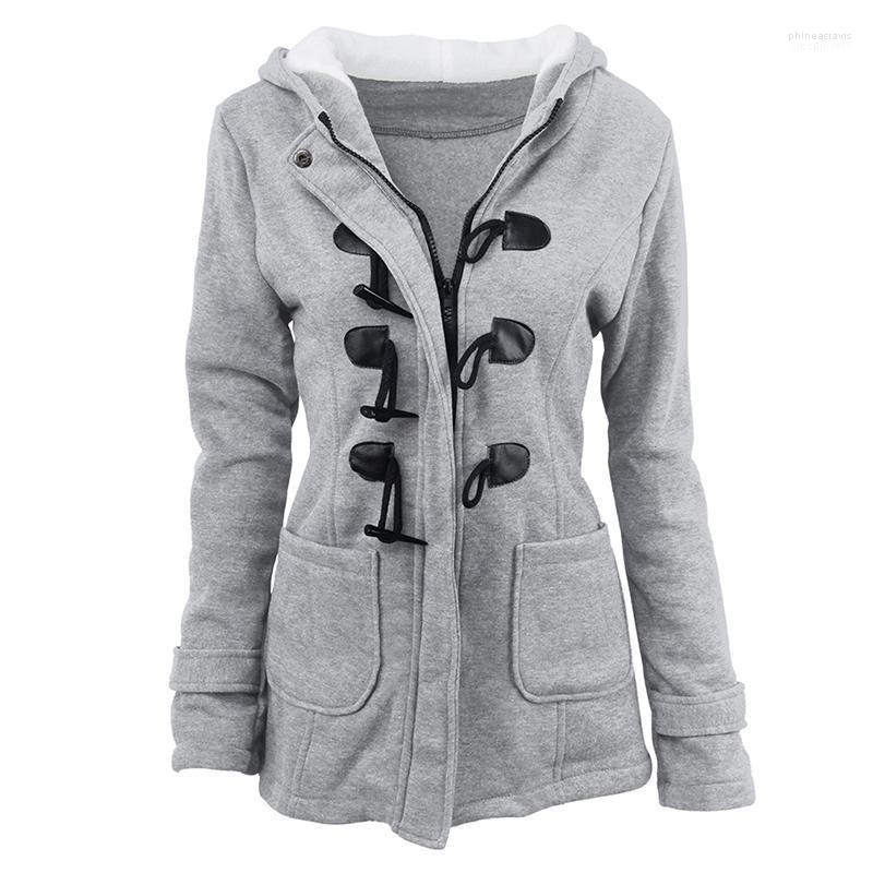 

Jacket Coat Winter Women 2022 Hooded Cotton Praka Classic Horn Leather Buckle Slim For Ladies Woman Parka1 Phin22, Gray
