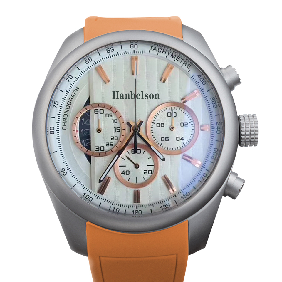 

Mens Watches Racing White Dial Japan Miyota Movement Chronograph Sports Stainless steel Case Leather Gent Wristwatches 45mm, 15.white