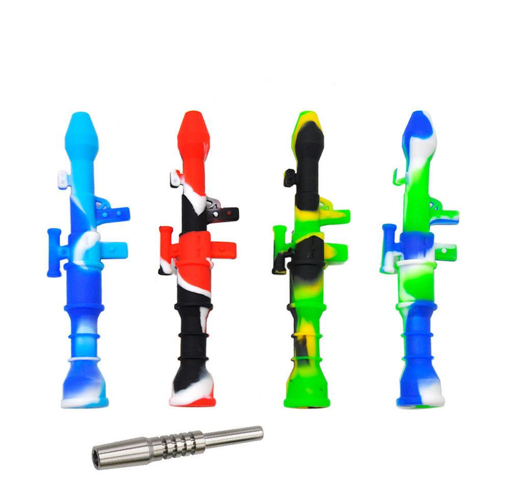 

Silicone pipe Nector Collectors Mini Nector Water Pipes with metal Nail 10mm Concentrate Dab Straw