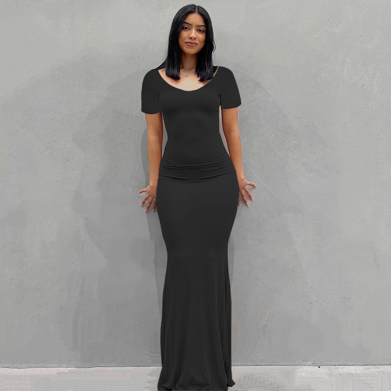 Kardashian – robe de beauté européenne pour femmes, couleur unie, décontractée, Slim, coton, Polyester, col rond, manches courtes, 2022