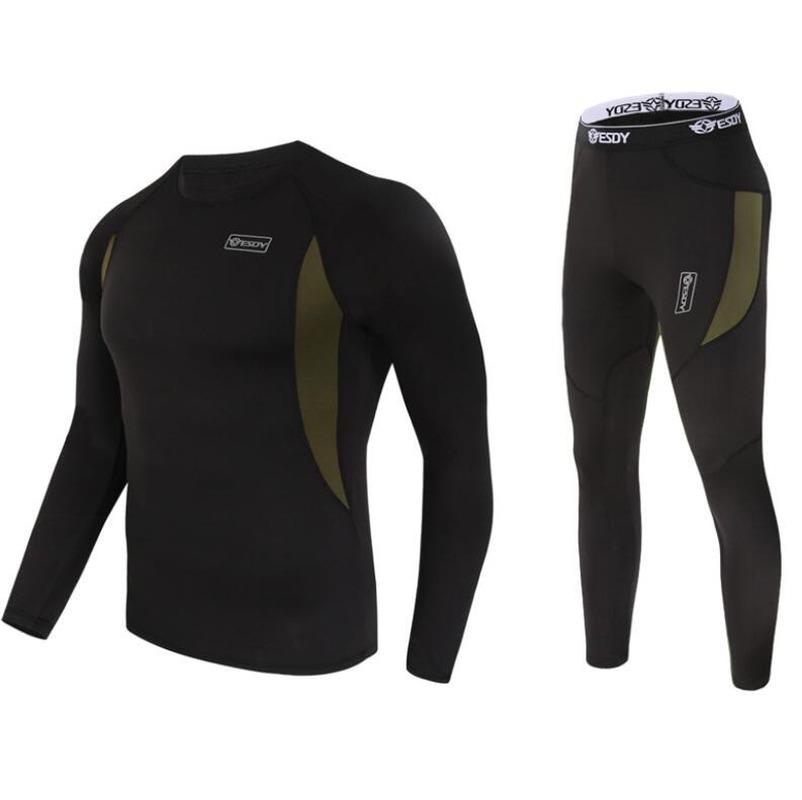

Men' Thermal Underwear Tactical Long Johns T-shirt Underpants Man Kids Padded Frost Jeans Pants Zone Autumn Clothes Lucky JohnMen, A152-black