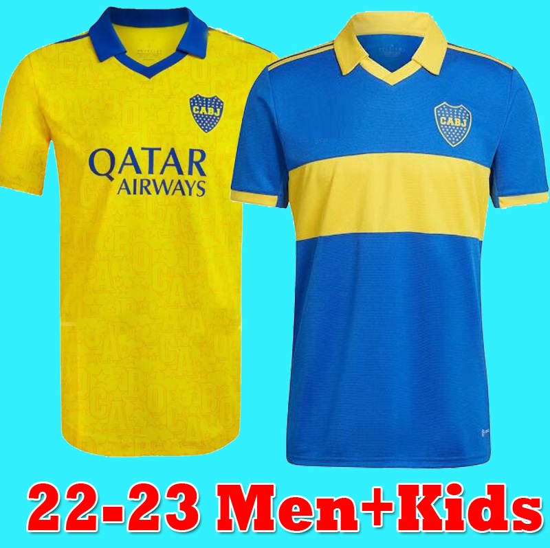 

22 23 Boca Juniors soccer Jersey fans player version Camiseta 2022 2023 VILLA SALVIO MEDINA VARELA Tercera Yellow Pavon football shirt Men kids kit uniform, 22 23 kids