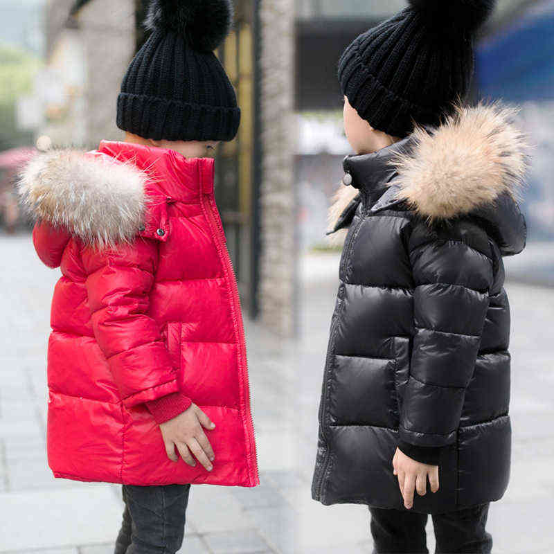 

2022 Winter New Children Down Jacket Boys Down Jacket Baby Warm Jacket Casual Girls Medium And Long Thickened Parka for 1-12y J220718, Red