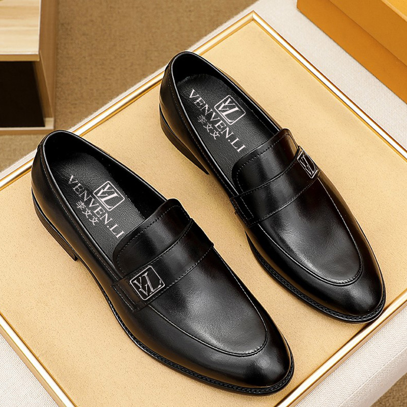 

2022 New fashion VENVENLI Men's shoes Fall business shoes soft soles breathable lace-up round toe dress, 182120
