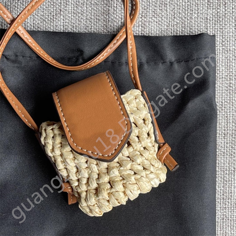 

Newest Luxury Straw Plaited Crossbody Mini Bags for Penny Lipsticks Headphones Brand Shoulder Bag 062302