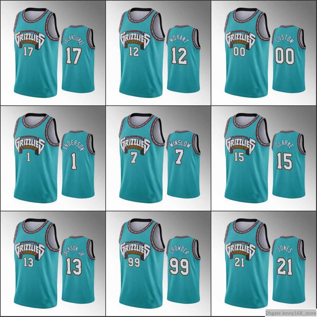 

Screen Print Men Youth Women Basketball Ja Morant Jaren Jackson Jr. Dillon Brooks Classic Teal Custom 75th Diamond Jersey