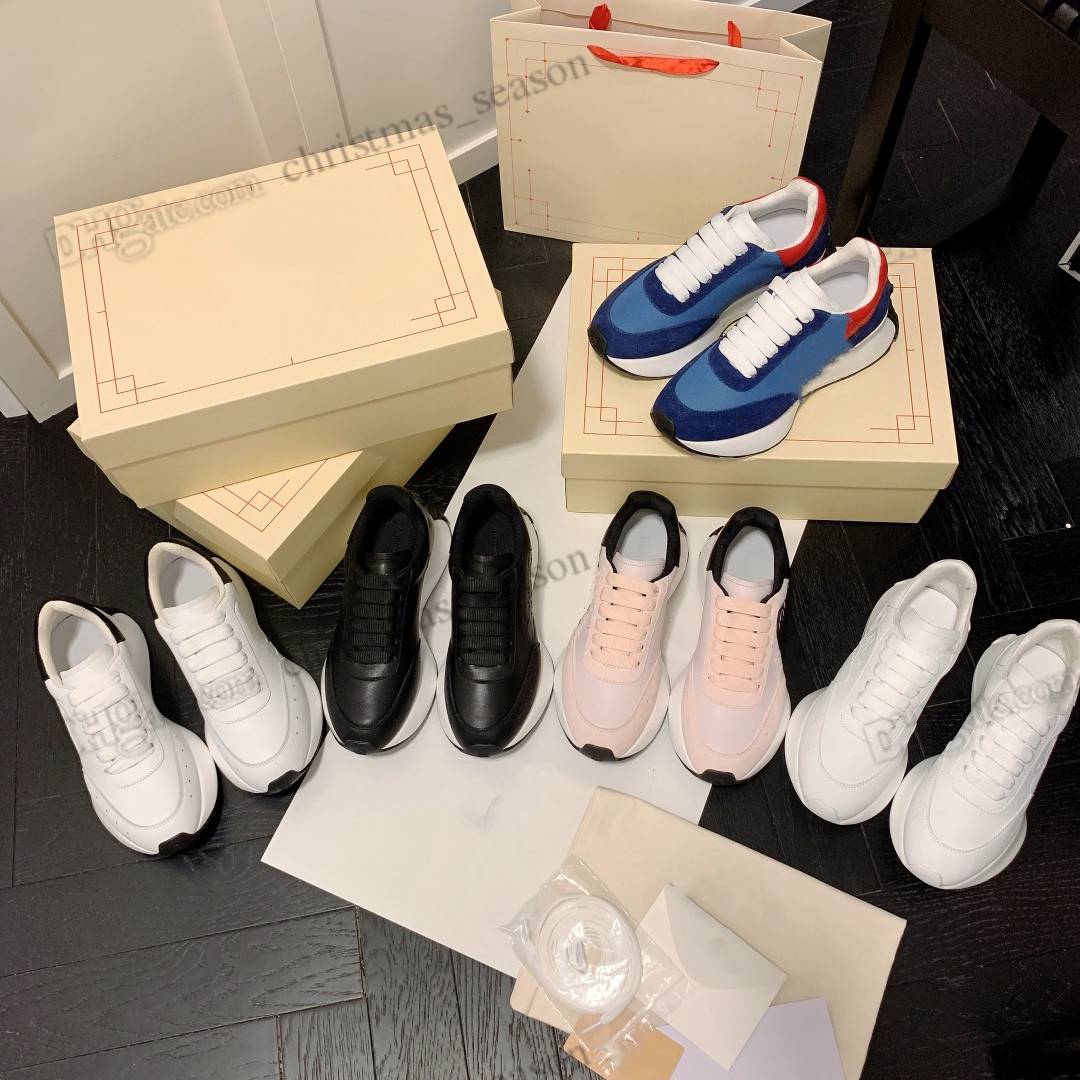 

Sprint Runner Luxury womens casual shoes Embossed triple Pink Black white green Navy Red Calf leather sneakers Low women trainers sneaker