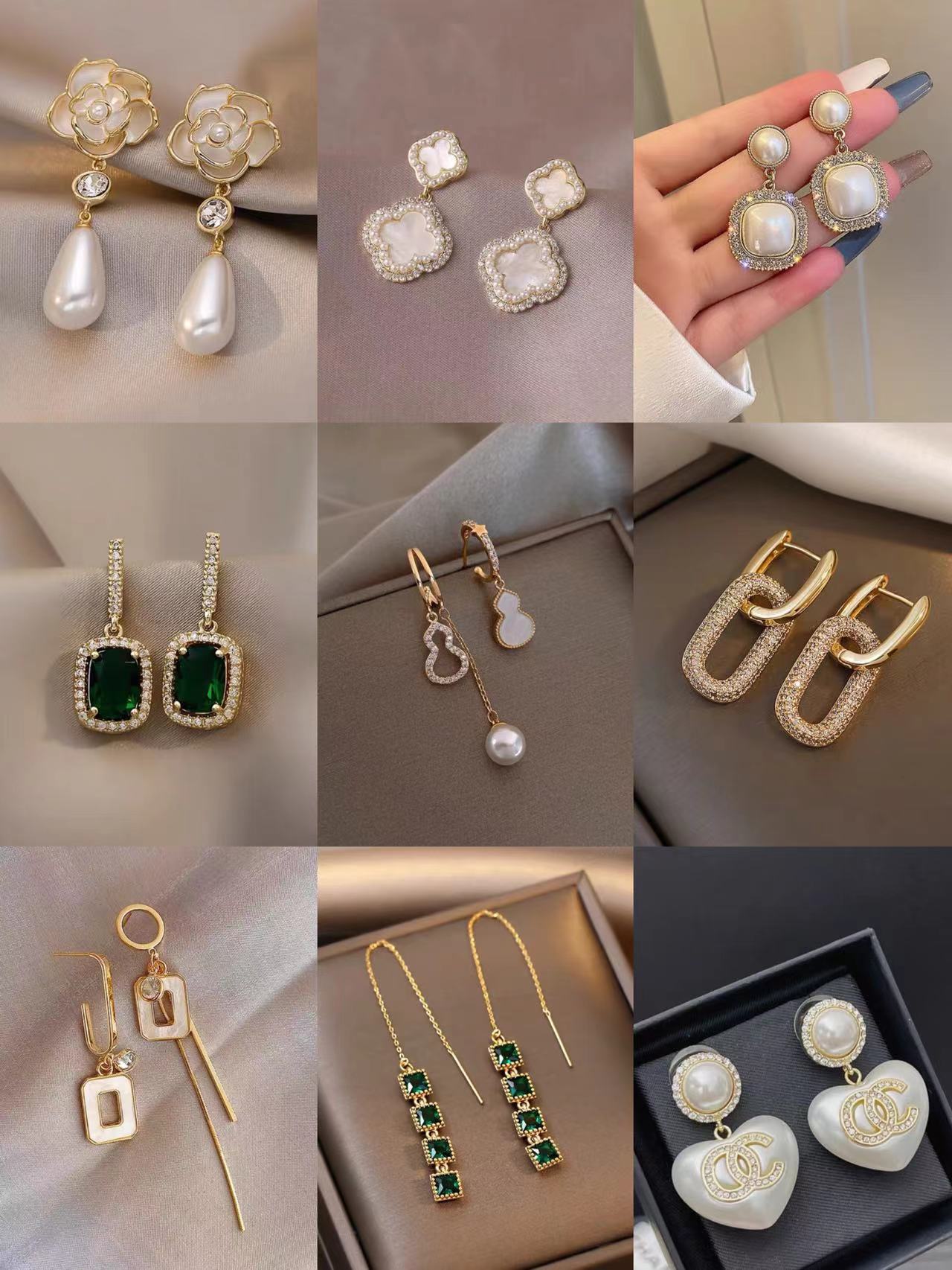 

fashion Stud 18K Gold Plated 925 Silver Luxury Brand Designers Letters Stud Geometric Women Round Crystal Rhinestone Pearl Earring Wedding Party Jewerlry