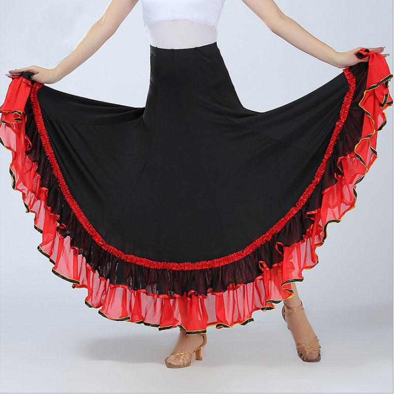 

Stage Wear Spanish Dance Costume Classic Gypsy Flamenco Dress For Women Swing Skirts Bullfight Ballroom Belly Performance, Black