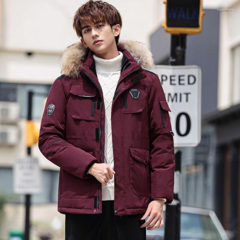 

Men' Down & Parkas -30 Degrees Winter Jacket Big Pocket Fur Collar Thicken Parka Male Casual Waterproof Coat Warm Mens Windbreaker Kare22, Red