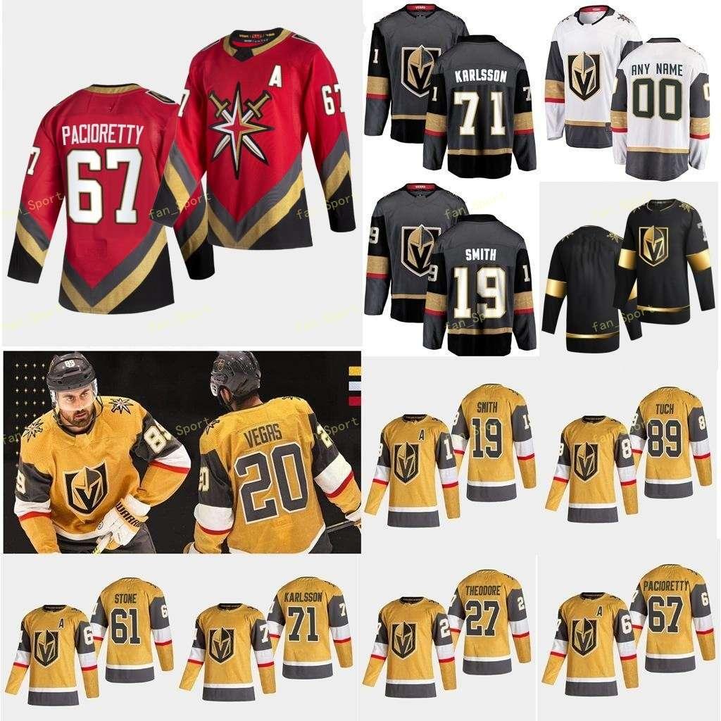 

college Vegas Golden Knights 2021 Reverse Retro Jersey Marchessault Jonathan Martinez Alec McNabb Brayden Nosek Tomas Pacioretty Max Custom, Youth gold