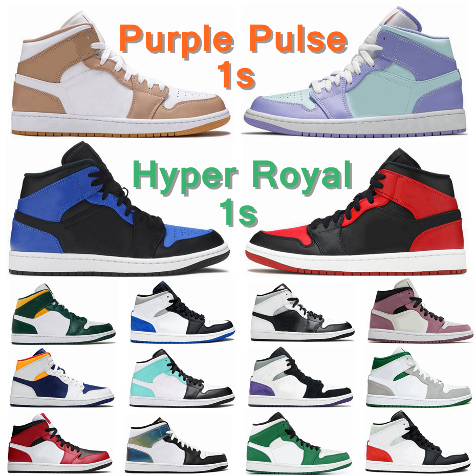 

Mens 1s Basketball Shoes Jumpman 1 Women Sneakers White Shadow Berry Pink Purple Pulse Hyper Royal Black Toe Banned Sports Outdoor Trainers Size 36-47, 34