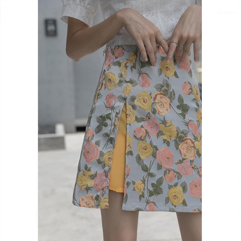 

Skirts Women High Waist Print Mini Wrap Skirt Autumn Casual Bandage Floral Female Elegant Irregular Bodycon Short A205