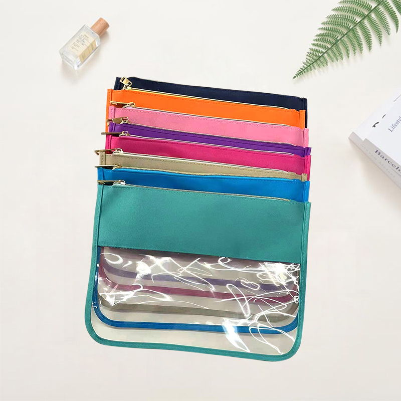 

Transparent Waterproof Cosmetic Bags with Zipper Clear Nylon Makeup Bags Portable Travel Toiletry Pouch Pencil Case