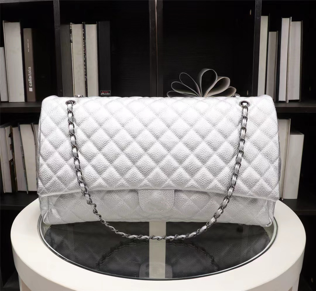 

2023 Large Capacity Ladies Flap Designer Bags Quality Caviar Classic Handbags Women Shoulder Bag Golden/Silver Metal Chains Diamond, #1