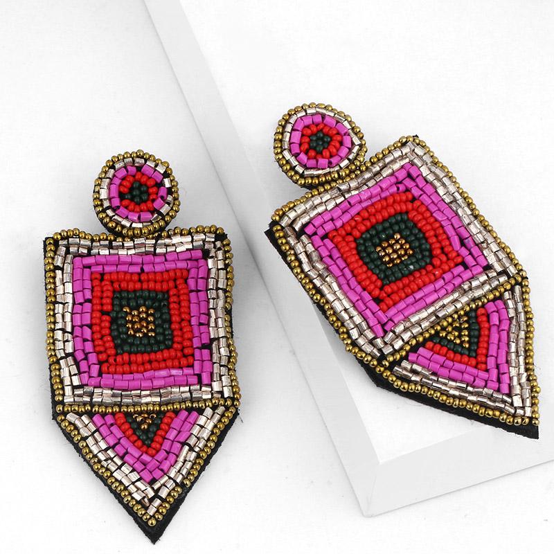 

Dangle & Chandelier Boho Big Beaded Earrings For Women Geometric Bohemian Drop Earring Hanamade Fashion Jewelry Oorbellen Hangers Erst05