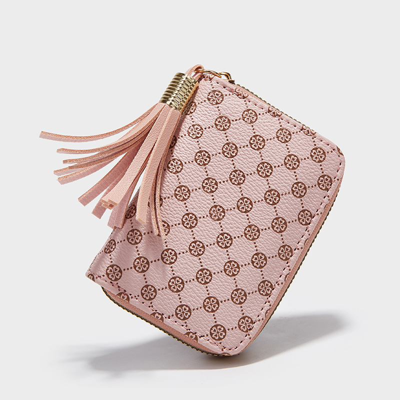 

2022 New tassel card bag Printed multi-card position for women exquisite large capacity card folder 415202261712 pink