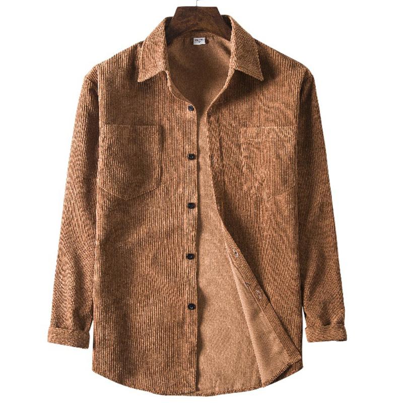 

Men's Casual Shirts Corduroy For Man Slim Fit Top Shirt Long Sleeve Korean Fashion Tall Mans Thick Business Male Spring ClothesMen's, As picture
