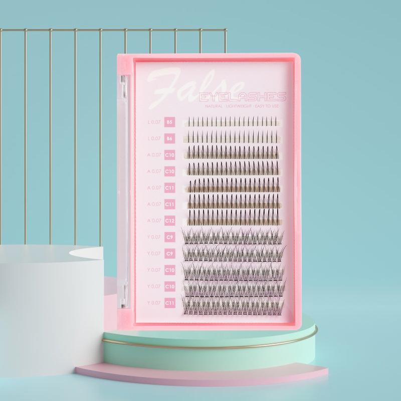 

False Eyelashes Fishtail A-type Mixed Hair 12 Rows Natural Self-grafting Single Cluster EyelashesFalse