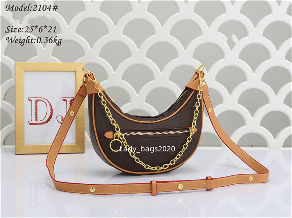 

Women Designer Bags Half Moon Axillary Handbag Shoulder Crescent Loop Luxury Purses Vintage Monograms Chain Underarm Baguette Bag Printed Horn Shape Crossbody Bag, Pic 1-beige flower-b