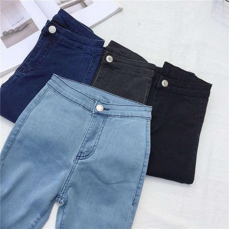 

Women' Jeans Spring Summer Thin Stretch Denim Pencil Pants Women Pantalon Femme Skinny High Waist Casual Light Blue Womens C7072, Black jeans