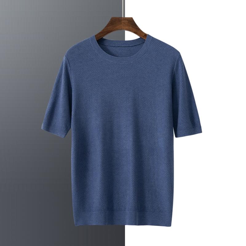 Men&#039;s T-Shirts Zocept 2022 High Quality Summer Men&#39;s Mulberry Silk Tees Knitted O-Neck Short Sleeve Casual Cashmere Tee Shirt MaleMen&#0-image-775913635