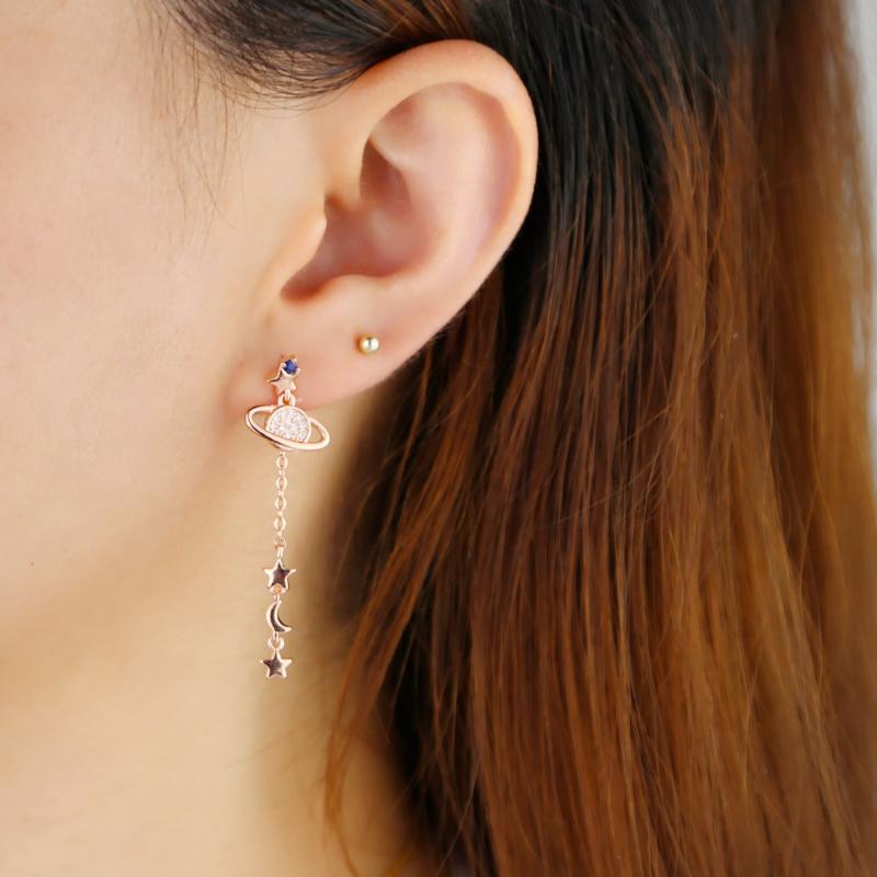 

Dangle & Chandelier Fashion Korean Colourful Stone Moon Star Earrings For Women Girl Gold Rose Pendant Asymmetry Earing JewelryDangle
