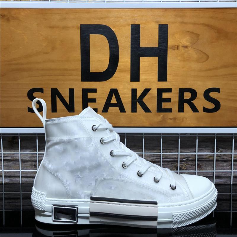 

2022 skateboard shoes men and women with the same style lace-up non-slip breathable high-top canvas shoes outdoor leisure letter printing transparent mesh sneakers