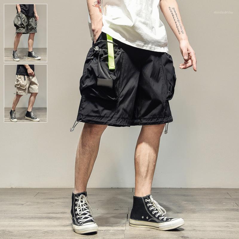 

Men' Shorts Summer Workwear Sports Fashion Hip Hop Loose Multi-Pocket Function Drawstring Leisure Fifth Pants Middle, C10-beige