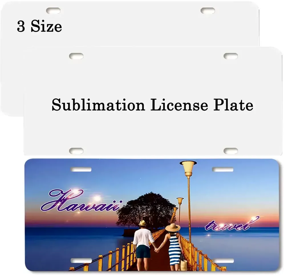 

Sublimation Blank License Plate Decor 4-holes White Aluminum Car Tail Nameplate DIY Advertising Label Board sxmy28