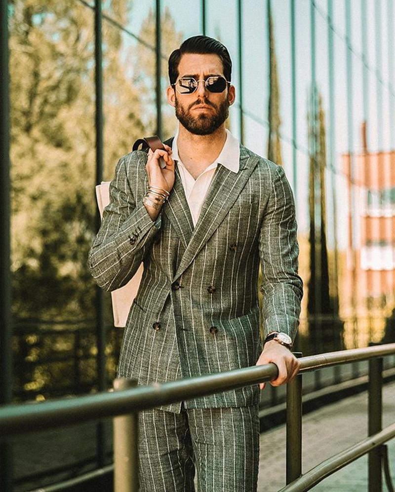 

Men's Suits & Blazers Costume Homme Men Velvet Solid Color Pinstripe Woolen High Quality Fashion Formal Business Wedding Causal Prom, Woolen 2 pcs