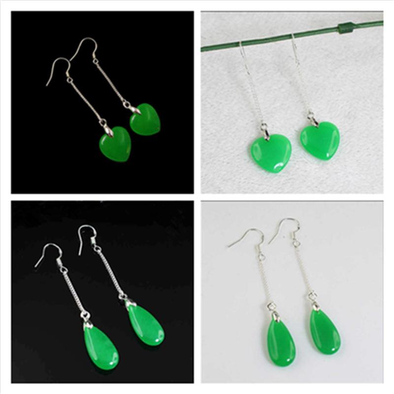 

Dangle & Chandelier Natural Green Jade Love Drop Earrings Accessories DIY Man Woman Charm Jewellery Fashion Hand-Carved Luck Amulet GiftsDan