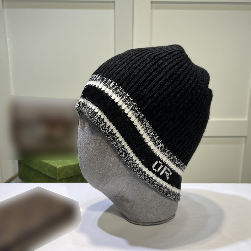 

Mens Beanies Designer Autumn Winter Cashmere Hats For Woman Luxury Wool Knitted Bucket Hat Womens Warm Skull Cap Bonnet, Black