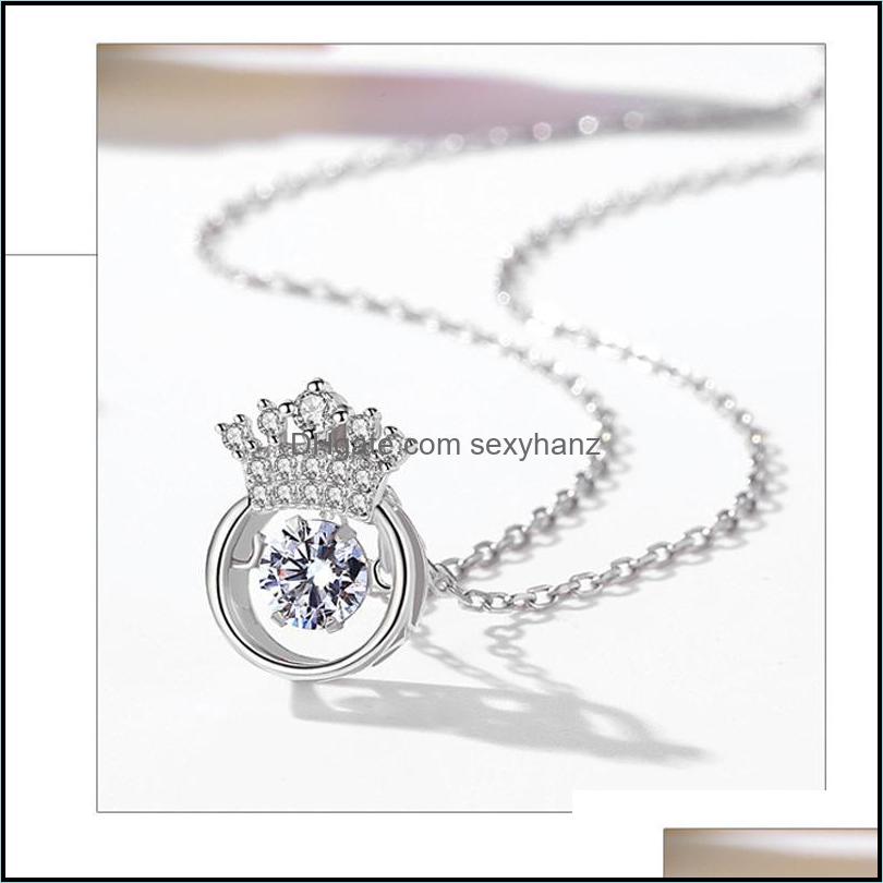 

Chains Necklaces Pendants Jewelry Pendant Simple Crown Heart Necklace Jump Set Chain S925 Sterling Sier Female Beads Women Dhuv3