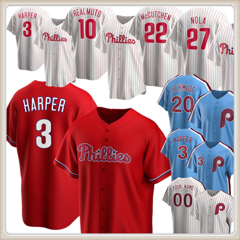 

Bryce 3 Harper Jersey Rhys Hoskins Aaron Nola Mike Schmidt Baseball Jerseys Andrew 22 McCutchen JT Realmuto Didi Gregorius Roy Halladay, Men m-xxxl feichengren