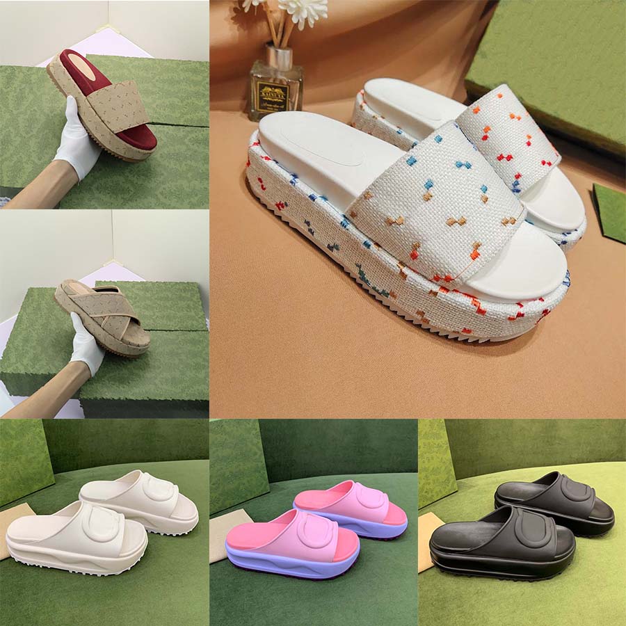

Platform Designer Slide Slipper Sandals Flat Summer Luxury Slides Men Women Rubber Leather Loafers Ladies Fashion Booster Slippers Wear Sandals, #21