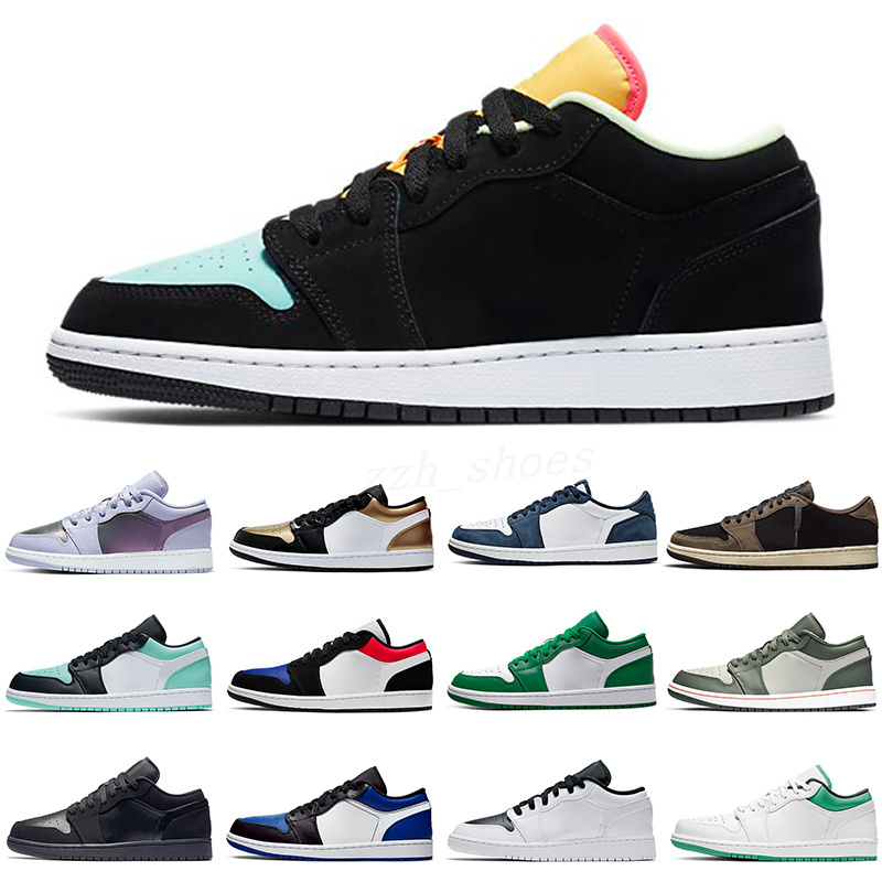 Hommes 1s Low 1 UNC Chaussures de basket Pine Green Pairs University Blue Smoke Grey Starfish Red Obsidian Women Sports Yellow Banned Bred Chicag