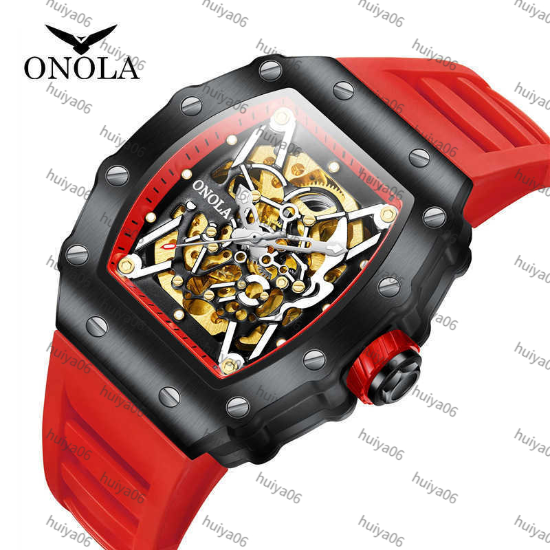 

automatic Fully mechanical watch men silicone belt fashion sport waterproof watch men NO1, Black 1